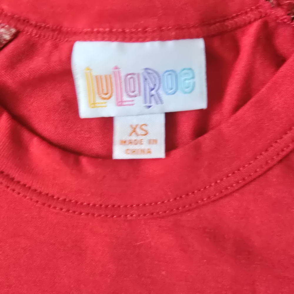 LuLaRoe Red Randy Baseball Tee - Picture 2 of 3